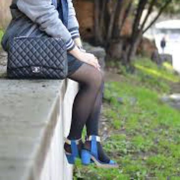 Zara Blue Suede Chunky Heels size 36eu (6us) - Picture 2 of 13